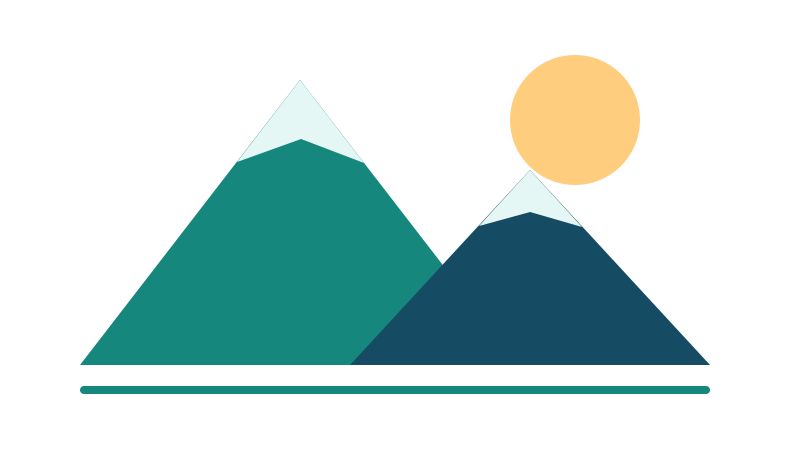 The same mountain graphic after its transparent areas are filled with white