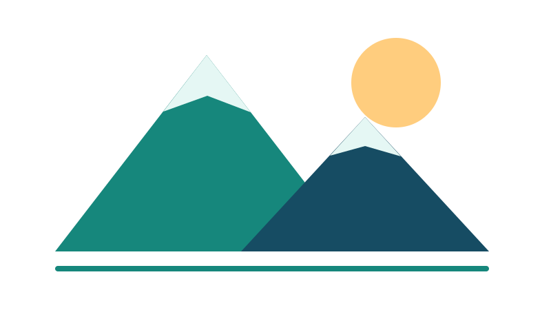 Mountain graphic with transparent empty space and a translucent yellow sun